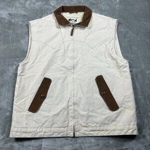 Schaefer Outfitter Vest Men's Large Cream Canvas Sherpa Lining Corduroy Collar